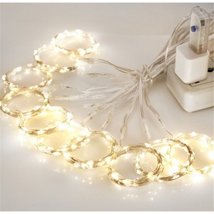 Instalatie Craciun, Tip Perdea IP44, 3m x 1m, 100 Led-uri, Alb cald, USB si telecomanda cu 8 functii, Flippy - Img 3