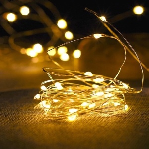 Instalatie de Craciun cu Baterii Tip Liniar, 2 jocuri de lumini, Fir Cupru 3 m 30 LED -uri, Alb Cald - Img 2