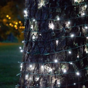 Instalatie de Craciun cu Baterii Tip Liniar, 2 jocuri de lumini, Fir Verde 3 m 30 LED -uri, Alb Rece - Img 2