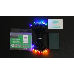 Instalatie de Craciun cu Baterii Tip Liniar, 2 jocuri de lumini, Fir Verde 3 m 30 LED -uri, Multicolor - Img 6