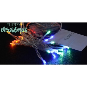 Instalatie de Craciun, Liniara, 1 m, Baterii, 10 LED-uri, Multicolor, 2 Jocuri de Lumini, Fir Transparent, Interior/Exterior, Flippy - Img 6