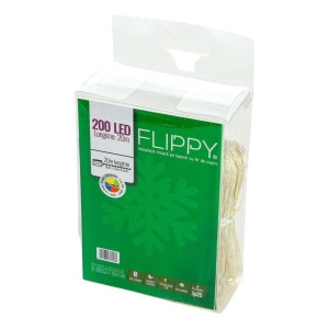 Instalatie de Craciun, Liniara, 20 m, Baterii, 200 LED-uri, Multicolor, 2 Jocuri de Lumini, Fir Cupru, Interior/Exterior, Flippy - Img 5