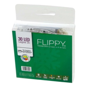 Instalatie de Craciun, Liniara, 3 m, Baterii, 30 LED-uri, 2 Jocuri de Lumini, Fir Cupru, Multicolor - Img 5