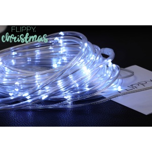 Instalatie luminoasa de Craciun tip furtun luminos, 100 LED-uri, 12 metri lungime, 8 programe, 2 metri prelungitor, sarma din cupru, incarcare solara, alb rece, Flippy - Img 9