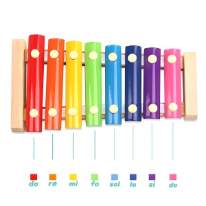 Instrument Muzical Xilofon Flippy, din Lemn, 8 Note Muzicale, 2 Bete de Percutie, 4-6 Ani, Multicolor - Img 8