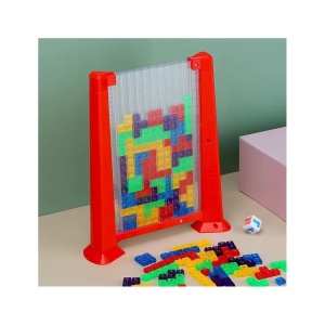 Joc de inteligenta Tetris puzzle tangram Flippy, 70 de piese multicolore, 3D, montessori, interactiv, din plastic, zar inclus, sac depozitare piese, varsta peste 6 ani, 23 x 19.8 x 5 cm, cadru rosu - Img 7