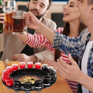 Joc de Ruleta Flippy, cu Pahare de Shot si Plansa de Joc Blackjack, 31 cm, Multicolor - Img 8