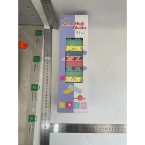 Joc de Societate, Flippy, pentru Copii, din Lemn, Interactiv, Distractiv, Jenga Stack High Blocks, cu Zar, 51 de Piese Animate, 24.5x18x5 cm, Multicolor - Img 2