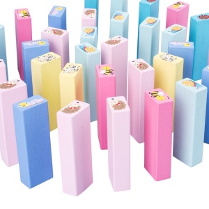 Joc de Societate, Flippy, pentru Copii, din Lemn, Interactiv, Distractiv, Jenga Stack High Blocks, cu Zar, 51 de Piese Animate, 24.5x18x5 cm, Multicolor - Img 8