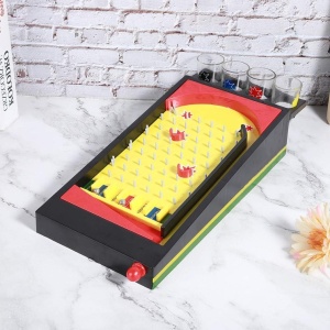Joc de societate Pinball cu pahare pentru shoturi Flippy, 40 x 17,7 cm, galben - Img 3
