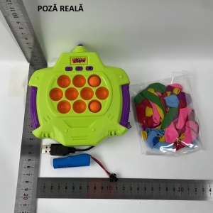 Joc Pop-It Antistres, Flippy, Electronic, 50 de Baloane, Muzica, 2 Moduri de Joc, Nivel Maxim 200, 14.5x13.5x5.7cm, Verde - Img 2