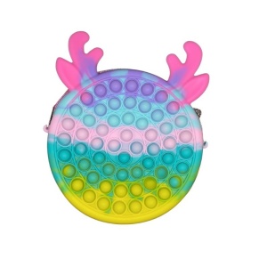 Jucarie antistres din silicon Flippy, Geanta Pop It, 16 cm, Ren, Macarons - Img 2