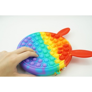 Jucarie antistres din silicon, Pop it Now and Flip It, Flippy, Geanta, Model 3, Multicolor - Img 3