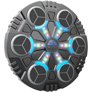 Jucarie de Boxat cu Muzica si Lumini, Flippy, Manusi Incluse, Bluetooth, Incarcare USB, Aplicare cu Ventuze, 6 Tinte, 32x27x3.5 cm, 930 g, Negru - Img 1