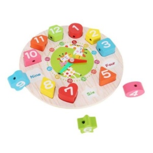 Jucarie Educativa Flippy, Tip Montessori, Model Ceas Girafa, din Lemn, + 36 Luni, 12 Piese, 17 cm, Multicolor - Img 3