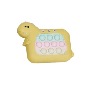Jucarie Interactiva Pop It Whack A Mole, Flippy, Tip Consola, Anti-Stres, 4 Moduri de Joc, din ABS si Silicon, +3 Ani, Model Dinozaur, Galben - Img 5