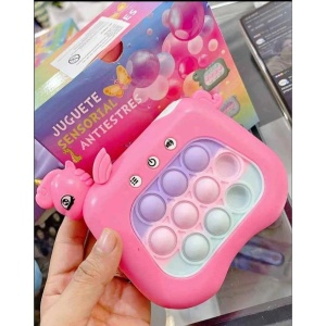 Jucarie Interactiva Tip Consola pentru Copii, Flippy, Diferite Moduri de Joc, 120 Nivele, Material ABS/silicon, Sunete si Lumini, 13.5 x 5.5 x 12.5 cm, Model Unicorn, Fucsia - Img 2