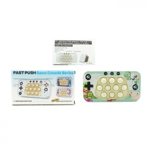 Jucarie interactiva tip consola pentru copii Flippy, speed push whack-a-mole, joc de viteza pop it, material ABS/silicon, cu nivele, sunete si lumini, 15.5 x 7.6 x 5.3 cm, model dinozaur, verde - Img 2