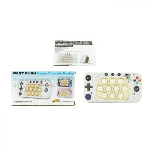 Jucarie interactiva tip consola pentru copii Flippy, speed push whack-a-mole, joc de viteza pop it, material ABS/silicon, cu nivele, sunete si lumini, 15.5 x 7.6 x 5.3 cm, model astronaut, alb - Img 2
