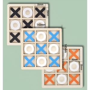 Jucarie Montessori Tic Tac Toe, Flippy, Educativa, Interactiva, din lemn, X si O, 9 Piese, 14.3x14.3 cm, Negru Alb - Img 5