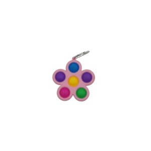 Jucarie Push Pop Bubble Fidget, Pop It, breloc antistres, Floare, Multicolor/Roz - Img 1