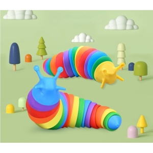 Jucarie Senzoriala pentru Copii, Flippy, Model Melc, cu Articulatii, 19 cm, Multicolor - Img 5