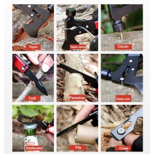 Kit supravietuire multifuncional Flippy, 42 de Instrumente Profesionale, Echipament de prim-ajutor, Drumetie, Camping, Negru - Img 2