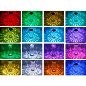 Lampa de birou pe LED RGB 16, Flippy, dimmer tactil, 3 nivele de intensitate, incarcare USB, 3W, Cristal Acrilic, 8x19 cm, cu telecomanda, forma vaza, model 2, transparent - Img 7