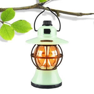 Lampă de camping retro portabilă, Felinar Vintage LED ABS, Acumulator inclus 1200 mAh, reincarcabila, 3 moduri de iluminare, intensitate reglabila,Lampa portabila pentru cort în aer liber, Mint - Img 5