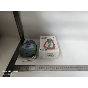 Lampa de Veghe, Flippy, cu Protectie pentru Ochi, Model Violina, Lumina Calda, Incarcare USB, ABS, 14.3x5x9.9 cm, Verde/ Mov - Img 2