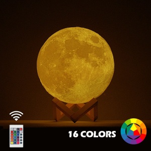 Lampa de veghe in forma de luna cu stele 3D Moon Light, Acumulator integrat, alimentare USB, stand din plastic inclus, 13 cm, 16 culori, Multicolor, Telecomanda inclusa, Flippy - Img 6