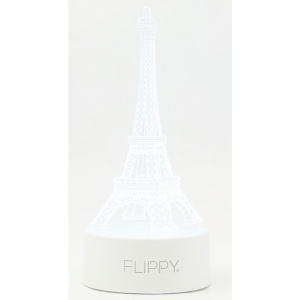 Lampa LED decorativa, Flippy, 3D, Turnul Eiffel, din material acril si lumina multicolora, alb - Img 6