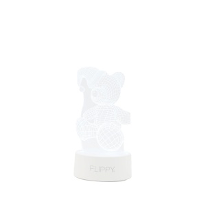 Lampa LED decorativa, Flippy, 3D, Urs cu palarie, cu telecomanda, doua moduri de alimentare USB si baterii, 20 cm inaltime, din material acril si lumina multicolora, alb - Img 2