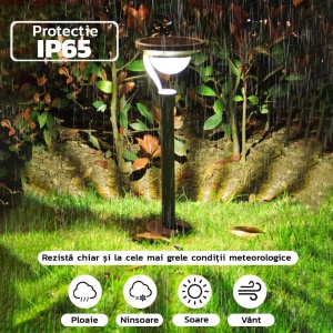 Lampa solara LED cu 2 moduri de fixare, IP65, material ABS, baterie 4.5 V, 200 mah, 450 Lumeni, 42.5 x 15 cm, alb cald, - Img 2