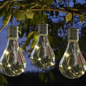 Lampa Solara LED Decorativa sub forma de Bulb, pentru exterior, suspendata, IP65, Ultron Transparent, lumina calda, Flippy - Img 4