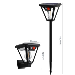 Lampa Solara LED, Flippy, Tip Felinar, pentru Perete/Sol, 10.8 x 12.3 x 46 cm, 3 Moduri, Lumina Calda, din ABS si PP, Negru - Img 3