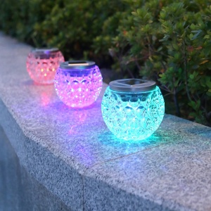Lampa solara LED tip Glob cristal pentru gradina/trepte/terasa Flippy, rezistent la apa IP65, 10 x 9.5 cm, 1.2V, ABS, 600mAh, multicolor - Img 3