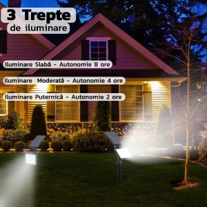Lampa solara pentru terasa/gradina 48 de LED-uri Flippy, cu 2 moduri de fixare, senzor de lumina, IP44, material ABS, 5W, 80 lm, 26.5 cm x 14 cm, Alb Rece - Img 4