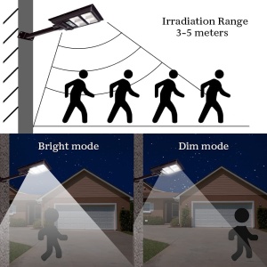 Lampa solara stradala Flippy, cu suport de prindere si telecomanda, senzor de miscare si lumina, 96 LED-uri, IP65, ABS, 5AH, 100W, temperatura culoare 6500K, 37.8x18.8x5 cm, autonomie 10-12 ore, negru - Img 2