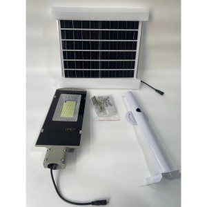 Lampa solara stradala Flippy, IP65, senzor de lumina, 100 LED-uri SMD, 7200 lm, panou 12W, putere 80W, autonomie 12-16 ore, telecomanda, montare prin fixare, pentru strada sau gradina, finisaj lucios, material ABS, 38.6 x 13.3 x 6.5 cm, lumina alb rece - Img 11