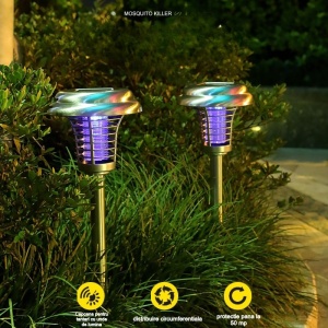 Lampa solara tip torta Flippy, anti-insecte, tantari, UV, LED, 1.2V, IP65, 1 LED, material ABS, 48 x 14 cm, gri - Img 3