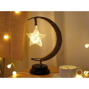 Lampa veghe Flippy, semi-luna cu stea din sticla, led, 28x15 cm, alb cald - Img 3