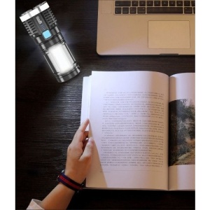 Lanterna LED Tactica 2 in 1, Flippy, 4 Moduri de Iluminare, Tip Proiector COB, Rezistenta la Apa, Reincarcabila, USB, Lanterna de Drumetii, 13.6 x 5 cm, Negru - Img 4