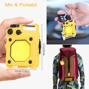 Lanterna Mini de Buzunar Tip Breloc, Flippy, Incarcare prin USB Type C, Multifunctionala, pentru Exterior, Camping, Alpinism, Ciclism, Mini Lanterna Elvis, 6.1 x 5 x 2.5 cm, Lumina Puternica, Culoare Galben - Img 4