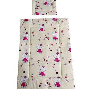 Lenjerie patut Hubners Kitty Floricele 4 piese crem - Img 3
