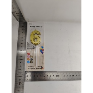 Lumanare pentru Tort Cifra 6, Flippy, 4.8 cm, Aniversare, Aurie - Img 2