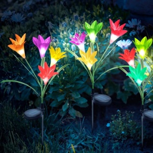 Lumina solara LED tip Crin cu 4 flori, inaltime 80 cm, pentru gradina, Flippy - Img 4