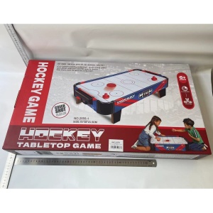 Masa Air Hockey Graffiti cu Picioare Scurte, Flippy, PVC, 2 Pucuri, Tabela Scor, 2 Impingatoare, 76x38x21.5 cm, Albastru - Img 3