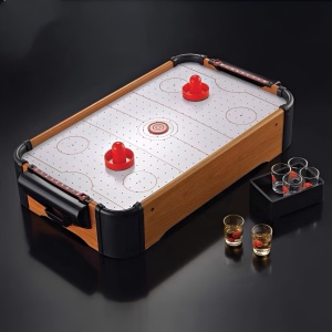 Masa Air Hockey Graffiti fara Picioare, Flippy, Lemn, 2 Pucuri, Tabela Scor, 2 Impingatoare, 57x31x9.5 cm, Maro - Img 8