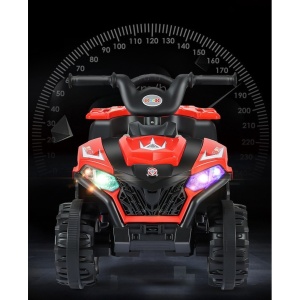 Masinuta Electrica Flippy, pe 4 Roti, Tip ATV, cu Acumulator, Sistem Anti-Rasturnare, Sistem de Lumini si Sunet, 2-5 Ani, 70 x 43 x 48 cm, Rosu - Img 13